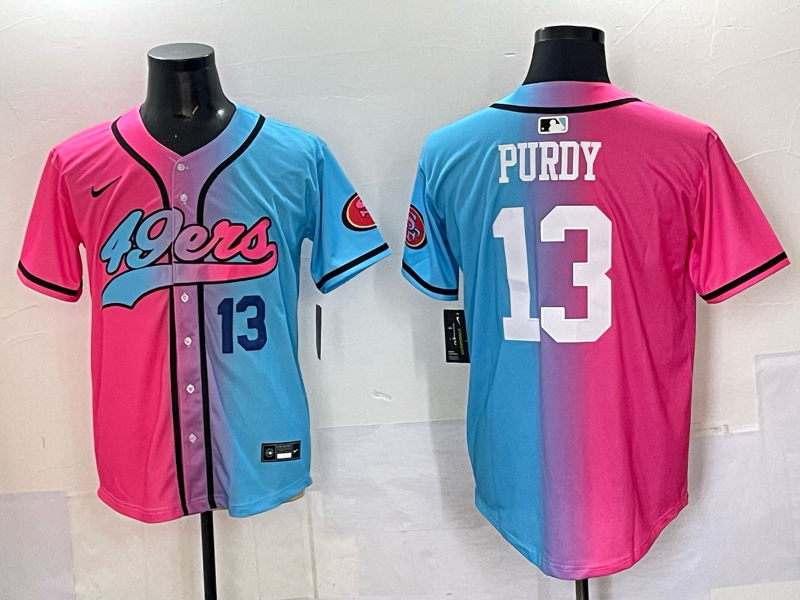 Men San Francisco 49ers 13 Purdy Blue pink Nike Limited NFL 2025 Jersey 005